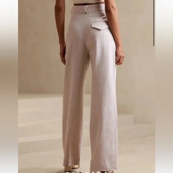 Banana Republic Factory Flax Wide Leg High-Rise Linen Blend Pant Sz 16 - Picture 4 of 9